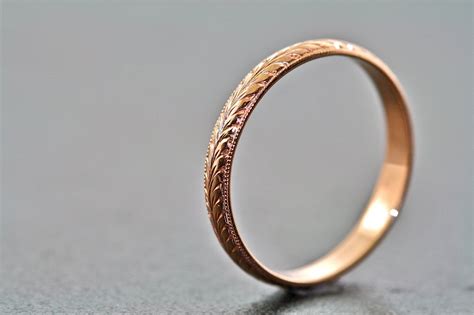 14kt Rose Gold Hand Engraved Wedding Band - Etsy | Wedding band ...