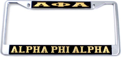 Alpha Phi Alpha Classic License Plate Frame [Silver Standard Frame - Black/Gold - Car/Truck ...