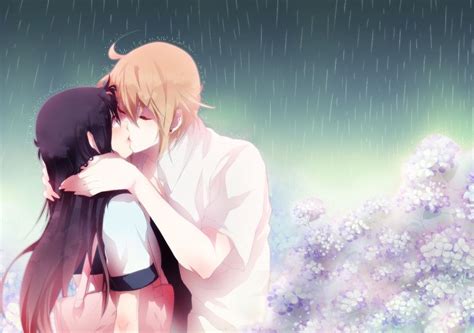 Anime Couples Kissing In The Rain - Anime Wallpaper HD