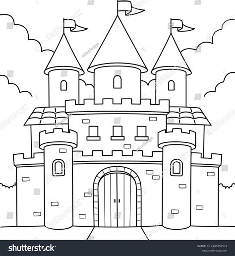 Royal Castle Coloring Page Kids Stock Vector (Royalty Free) 2140758533 | Shutterstock