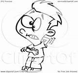 Cartoon Clipart Of A Black And White Itchy Boy Scratching His Chest  sketch template