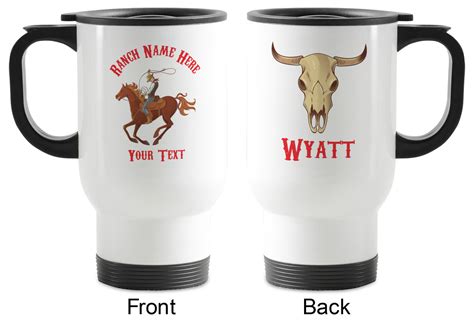 Western Ranch Stainless Steel Travel Mug with Handle - YouCustomizeIt