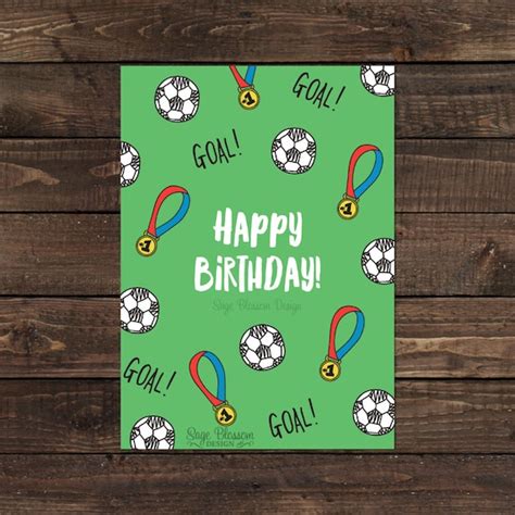 Printable Soccer Birthday Card Soccer Fan Goal Happy - Etsy