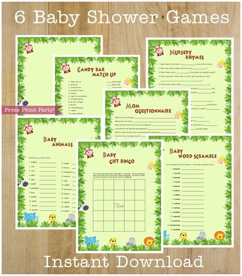 Jungle Baby Shower Games Jungle Safari Baby Shower Games | Etsy