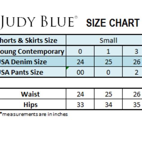 Judy Blue Jean Size Chart - Draw Stunning Portraits