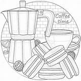 Coffee Maker And MacaroonsColoring Book Antistress For Children  sketch template