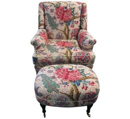 Custom Braquenie Wingback Armchair and Ottoman Set | Wingback armchair, Armchair, Ottoman set