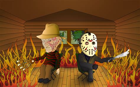 Jason Voorhees, Freddy Krueger, Artwork, Humor, Fire Wallpapers HD ...