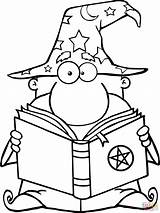 Funny Wizard Holding A Magic Book coloring Page  Free Printable sketch template