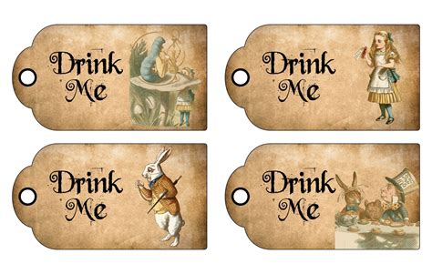 Printable Alice in Wonderland Drink Me Tag | Alice in wonderland food ...