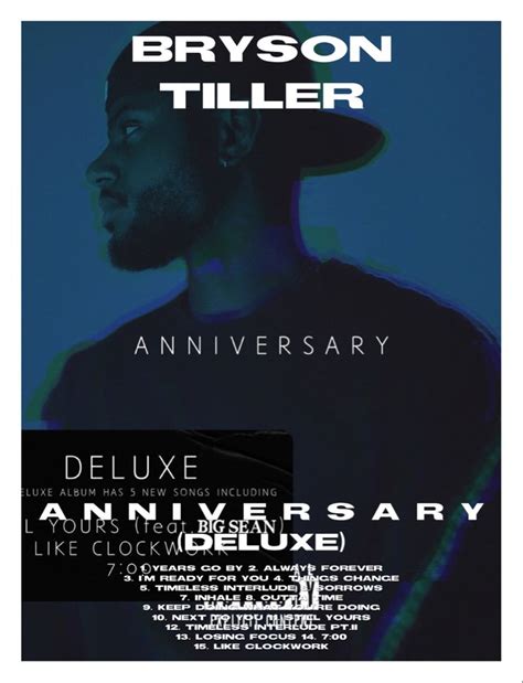 bryson tiller anniversary deluxe album poster ♡ | Bryson tiller, Music poster, Album