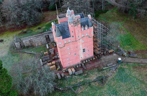 Craigievar Castle during Conservation Work To Paint the Walls Pink ...