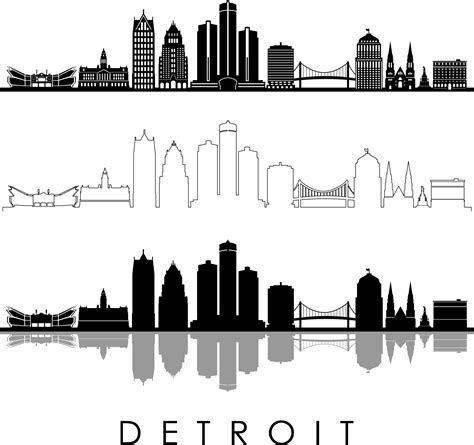 Detroit Skyline Silhouette Clip Art
