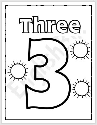 Number 3 Coloring Page for Kids - EnglishBix