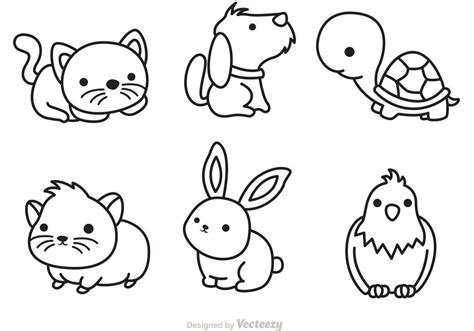 Cute Pets Outline Vector - Download Free Vector Art, Stock Graphics & Images