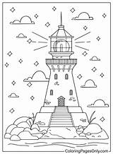Lighthouse On A Starry Night Coloring Sheet For Kids  Free Printable sketch template