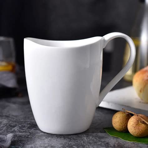 Large Tea Coffee Mug Creative Irregular Ceramic Mug Brief Style White ...