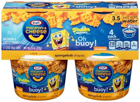 Kraft SpongeBob Shapes Macaroni & Cheese Dinner 4Pk | Hy-Vee Aisles Online Grocery Shopping