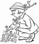 Bluebonkers Girl Coloring Pages Picking Flowers  Home sketch template