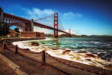 promenade, Golden Gate Bridge, the Golden Gate Strait, The Golden Gate Bridge, San Francisco, 2K ...