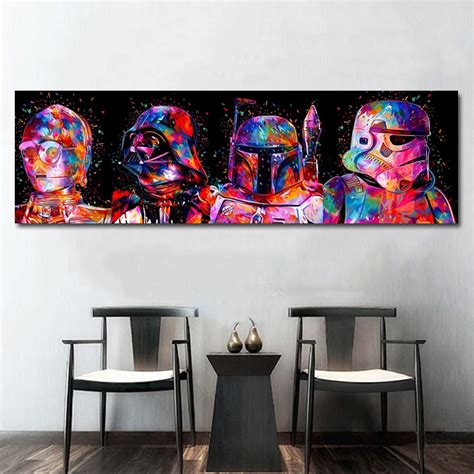 Star Wars Colorful Movie Wall Art Paint Wall Decor Canvas Prints Canvas Art Poster Oil Paintings ...