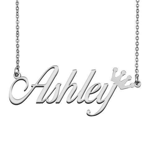 Name Necklace for Ashley With Crown Name Necklace Silver | Etsy