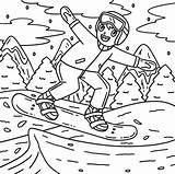 Snowboarding Boy Making A Leap Coloring Page 54470182 Vector Art At  sketch template