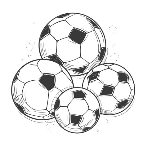 Several Soccer Balls With Bubbles In White Outline Sketch Drawing ...