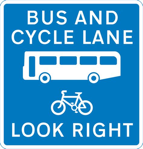 Contraflow bus and cycle lane sign - Theory Test