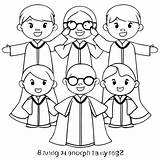 Gospel Choir Singing In Gowns Coloring Pages · Creative Fabrica sketch template