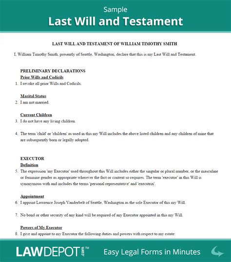 Last Will and Testament Sample | Last will and testament, Will and testament, Estate planning ...