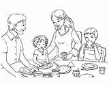 Dinner Coloring Family Pages Together Drawing Families Diner Sketch  sketch template
