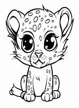 Cute Big Eye Jaguar Coloring Page  Free Printable Pages sketch template
