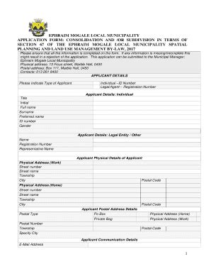 Fillable Online ephraim mogale local municipality 1 application form ...