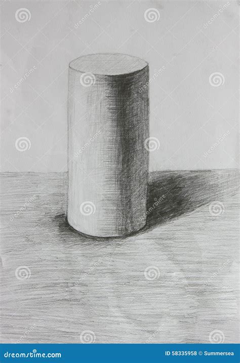 3D Cylinder Pencil Sketch Royalty-Free Stock Image | CartoonDealer.com #58335958