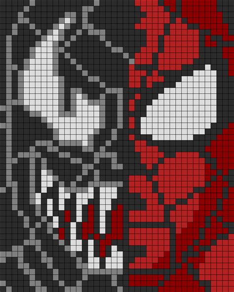 Spiderman N Venom Perler Kandi Pattern | Marvel cross stitch, Pixel art ...