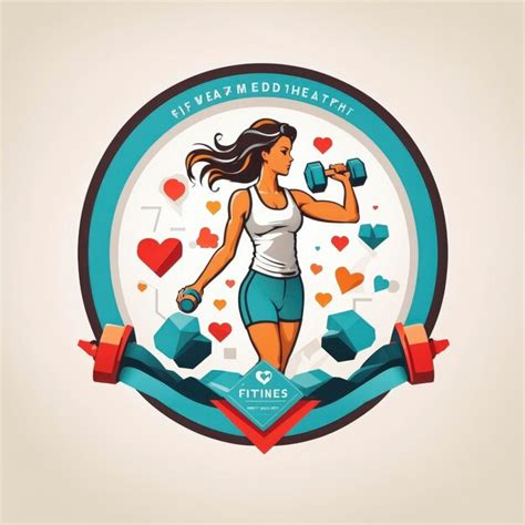 Premium AI Image | Fitness and Health Theme Flat Design Vector Logo