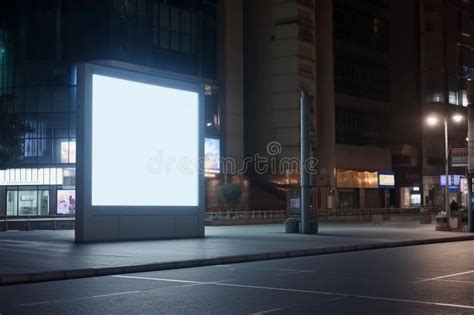 A Billboard on a City Street at Night AI Generation Stock Illustration ...