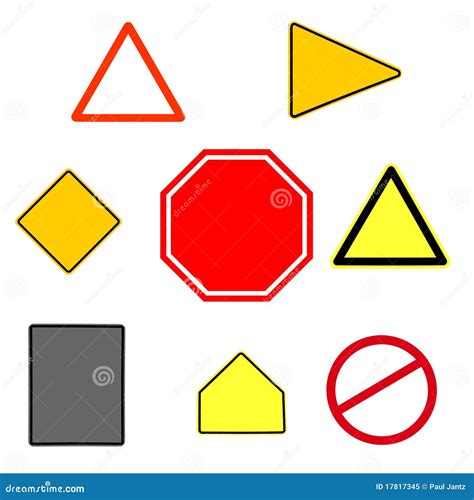 Collection Of Various Shaped Traffic Signs Royalty Free Stock Photo - Image: 17817345