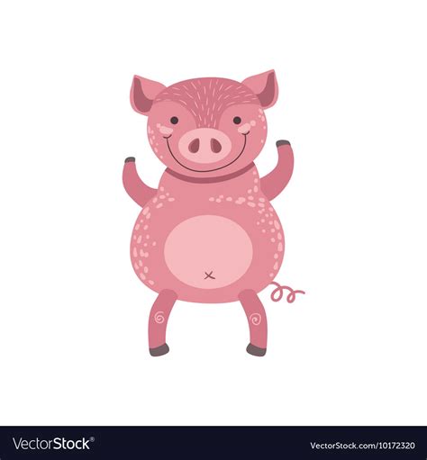 Pink pig standing on two legs Royalty Free Vector Image