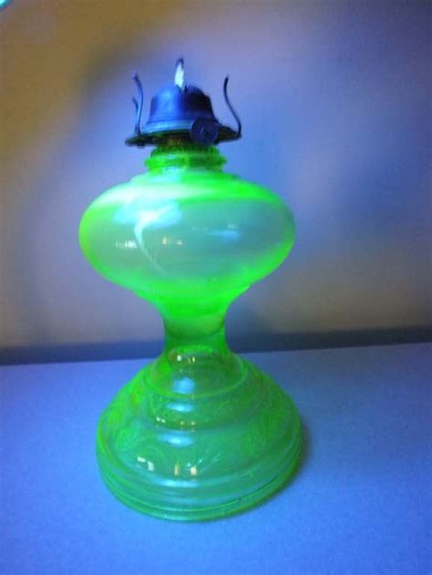 Antique Vaseline Uranium Glass Lamp