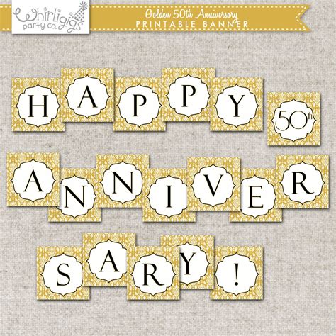 50th Anniversary Banner - Golden #Anniversary -Party or wedding banner - printable PDF - just ...