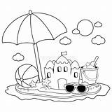 Summer Vacation Coloring  Page sketch template