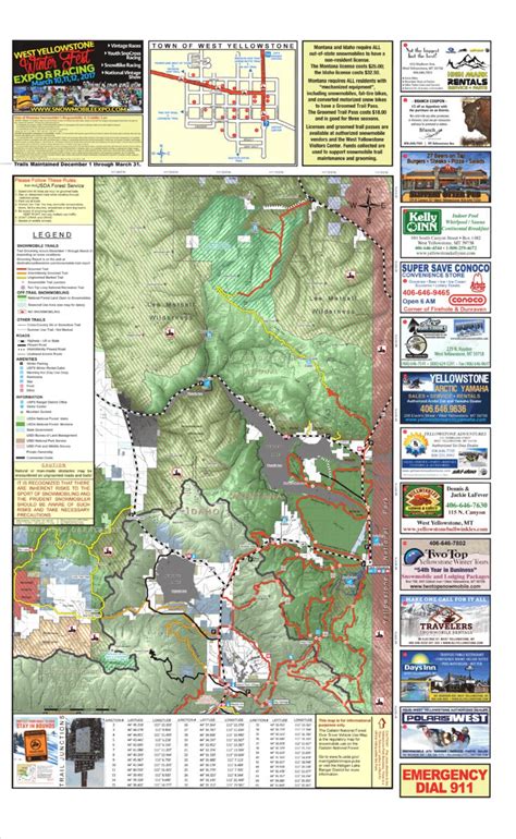 West Yellowstone Snowmobile Map (North Half) by MontanaGPS | Avenza Maps