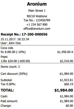 i want to print RECEIPT instead of INVOICE – Aronium Help Center