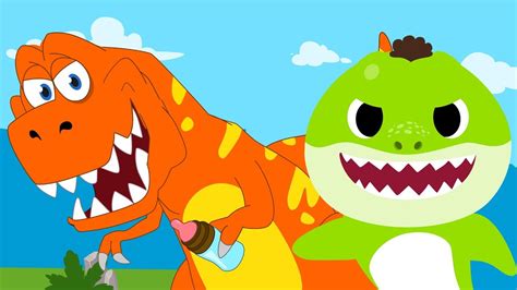 Baby Shark Song Baby T-Rex with Shark Sing and Dance | Nursery Rhymes for Children - YouTube