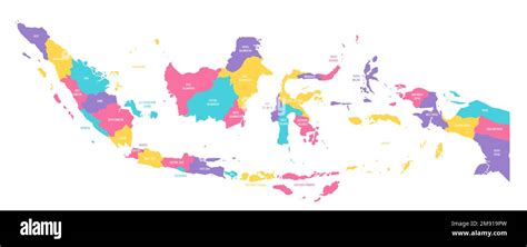 Indonesia political map of administrative divisions - provinces and special regions. Colorful ...