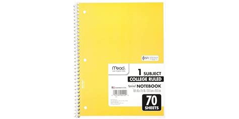 Mead Spiral Notebooks, 1 Subject, College Ruled, 70 Sheets, Assorted Colors