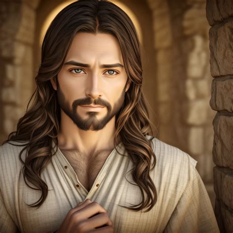 photo of Jesus, in biblical times Jesus, Photorealistic light environment, full face, looking at ...