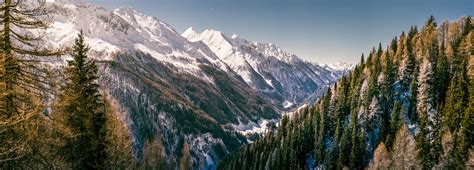 panorama, Dual, Monitor, Mountain, Forest, Snow Wallpapers HD / Desktop and Mobile Backgrounds